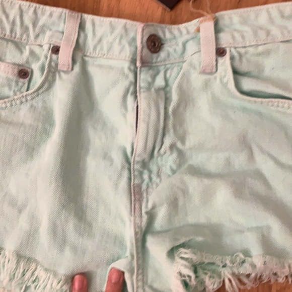 NWT Carmar mint green denim distressed shorts - Picture 3 of 6